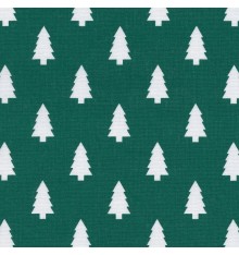 Christmas Trees fabric - Snow White Trees on Winter Green