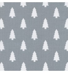 Christmas Trees fabric - Snow White Trees on Icy Winter Grey