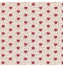 I Love Hearts fabric - Red Hearts on Cream