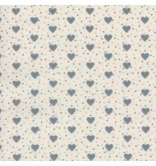 I Love Hearts fabric - Mid Grey Hearts on Ivory