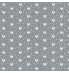 I Love Hearts fabric - Ivory Hearts on Mid Grey