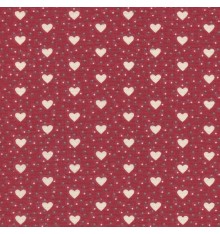 I Love Hearts fabric - Cream Hearts on Red