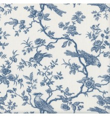The Regal Birds fabric - Oxford Blue on an Alabaster base