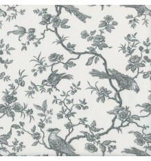 The Regal Birds fabric - Heritage Charcoal Grey on an Alabaster base