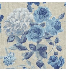 The Timeless Rose (Blue) linen fabric