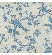 The Regal Birds linen fabric (Blue)