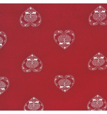 Authentic French Alpine Hearts Fabric - Red with Ecru - Cotton Print