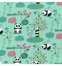 Cuddly Pandas fabric (Mint)
