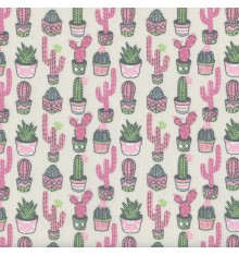 CACTUS Fabric - Pink, Green & Grey