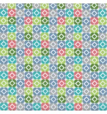 TILE Fabric - Blues, Greens, Grey & Coral Pink