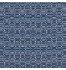 STEPPING STONES Fabric - Red, Sky Blue, Pink & White on Marine Blue