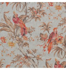 The Birds of Prey fabric (Linen) Beige/Orange/Gold
