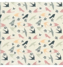 The Swallows fabric - Antique Pink