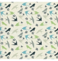 The Swallows fabric - Anis Green