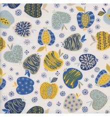An Apple A Day fabric - Blues and Yellow