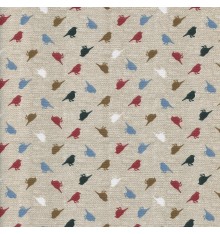 Linen-look Mini Birds fabric (Les Petits Oiseaux)