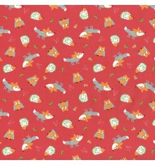 The Night Owls (Mid Red) 100% Cotton Print Fabric