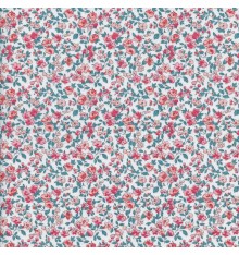 La fleur de la liberté fabric - coral & pink with green