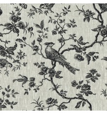 The Regal Birds linen fabric (Black)