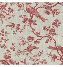 The Regal Birds linen fabric (Bordeaux Red)