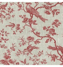 The Regal Birds linen fabric (Bordeaux Red)
