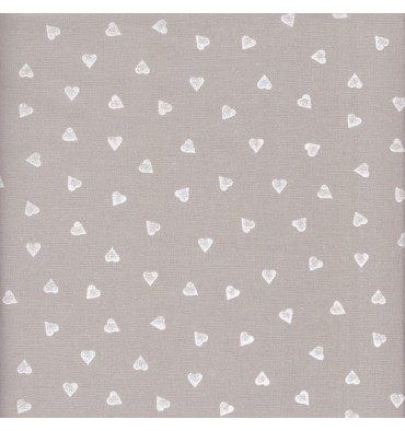 Pearl Grey Hearts Fabric - Textiles français™