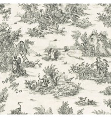 Toile de Jouy Fabric (La Grande Vie Rustique) - Anthracite Grey on Ecru