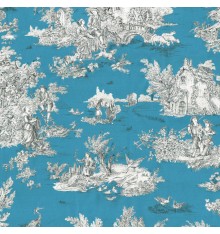 Toile de Jouy Fabric (La Grande Vie Rustique) Wedgwood Blue