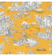 Toile de Jouy Fabric (La Grande Vie Rustique) Mustard Yellow