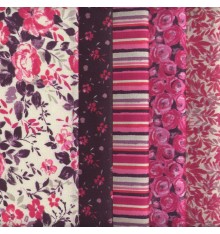 5 Fat Quarters Set (Country Garden - Grape Crush Purple and Telemagenta)