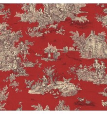 Toile de Jouy Fabric (La Grande Vie Rustique) Bordeaux