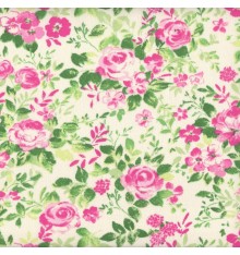 Pink, Magenta and Green Floral Fabric (Rose Garden)