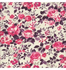 Grape Crush Purple, Soft Pink, Telemagenta and Dark Lilac Floral Fabric (Rose Garden)