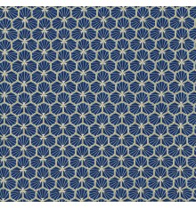 MAROC tile design fabric - Petrol Blue & Gold