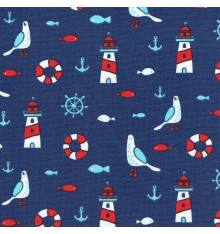 LA VIE NAUTIQUE fabric - Marine Blue