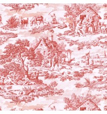 Toile de Jouy Fabric (Oberkampf) Bordeaux Red