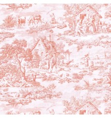 Toile de Jouy Fabric (Oberkampf) Soft Pink