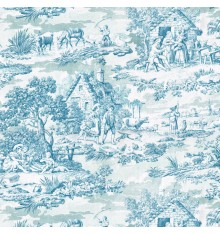 Toile de Jouy Fabric (Oberkampf) Cerulean Blue