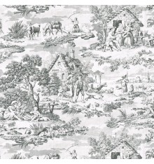 Toile de Jouy Fabric (Oberkampf) Anthracite