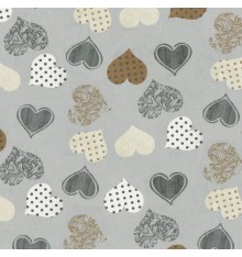 Winter Hearts fabric (Grey)