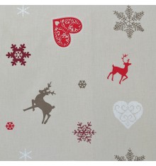 Reindeer Alpine Hearts and Snowflakes Christmas Fabric