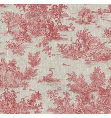 Toile de Jouy Fabric (La Grande Vie Rustique) - Red on Linen