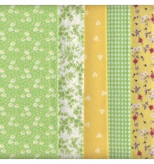 5 Green/Yellow Fat Quarters' Set (Chelsea)