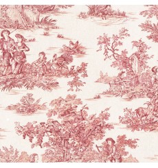 140w Antique Red Textiles français Toile de Jouy Fabric 