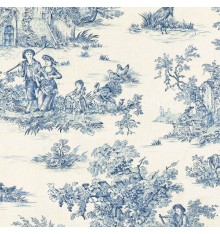 Toile de Jouy Fabric (La Grande Vie Rustique) - Blue on Ecru