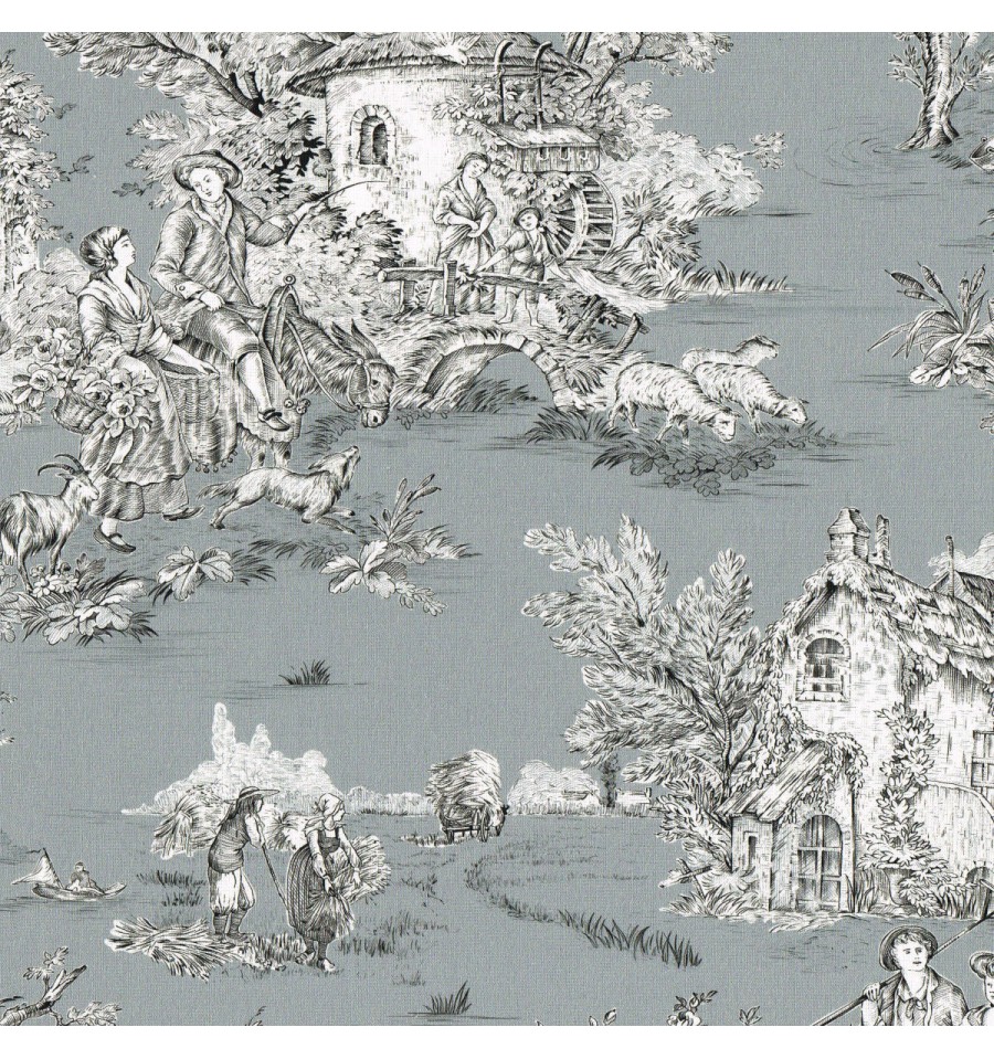 Toile De Jouy Wallpaper - Anthracite