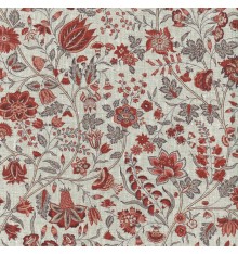 Les Fleurs d’Inde Linen Fabric (Rusty Reds)