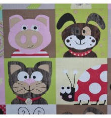 Children's 100% Cotton Print - SMILEY ANIMALS (Multicolour)