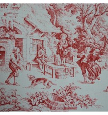 Toile de Jouy Fabric (Red) 100% Cotton Print 