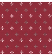Authentic French Christmas Fabric - Snowflakes - Red with Ecru & Taupe - Cotton Print